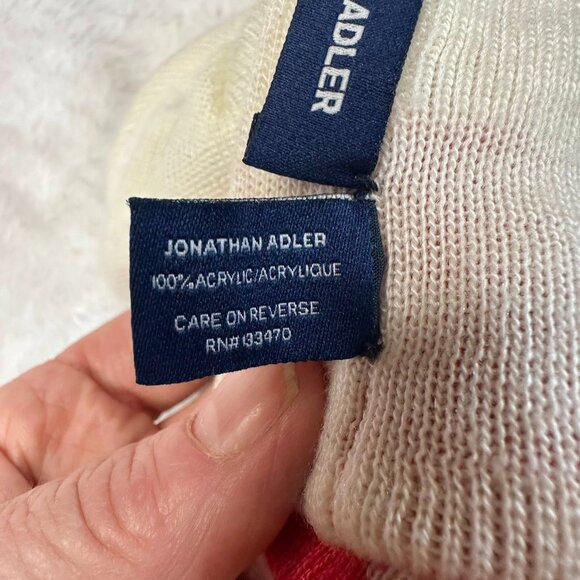 Share Jonathan Adler Peace Love Reversible Pink Winter Beanie One Size - Picture 8 of 9